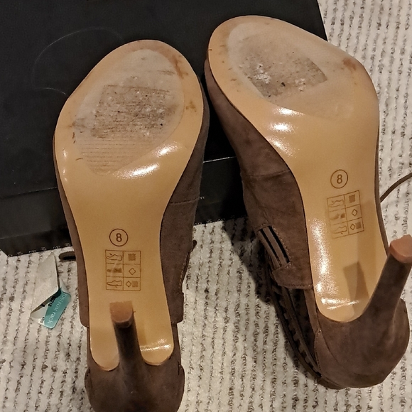 DV by Dolce Vita Lace-Up Suede Brown Heels Size 8 - Picture 6 of 12